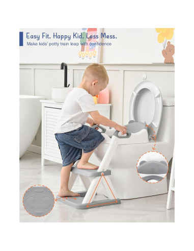 Asiento de Entrenamiento para Baño Forbena Gris con Escalera