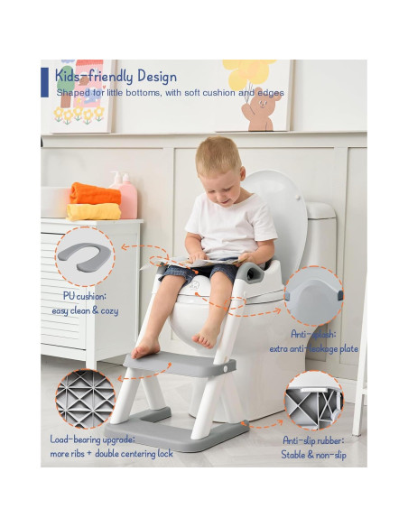 Asiento de Entrenamiento para Baño Forbena Gris con Escalera