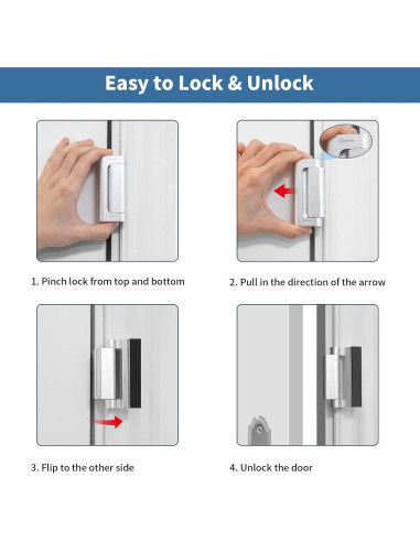 Cerradura de Refuerzo de Seguridad Auzev Plateada 1Pack