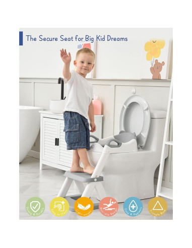 Asiento de Entrenamiento para Baño Forbena Gris con Escalera