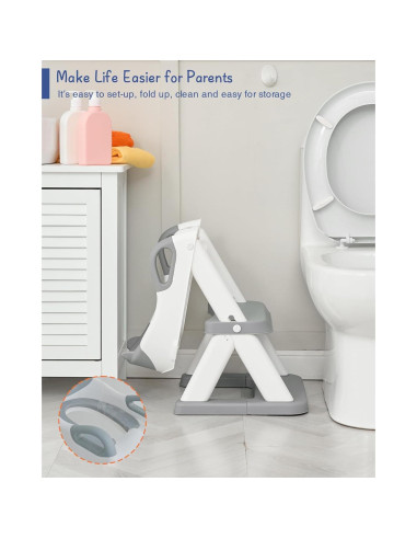 Asiento de Entrenamiento para Baño Forbena Gris con Escalera