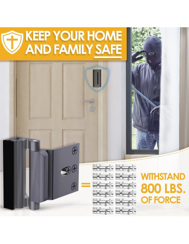 Cerradura de Refuerzo de Seguridad EVERPLUS para Puertas - Gris