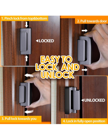 Cerradura de Refuerzo de Seguridad EVERPLUS para Puertas - Gris