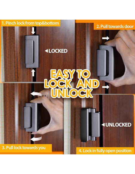 Cerradura de Refuerzo de Seguridad EVERPLUS para Puertas - Gris