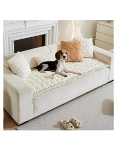 Funda de Sofá Antideslizante Tiwwie para Mascotas 70x150 cm Crema