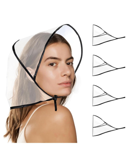 4 Gorros de Lluvia Impermeables Transparentes Unisex con Visera