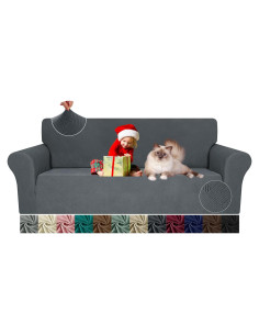 Funda de Sofá JIVINER Estirable Jacquard Gris Oscuro 3 Cojines