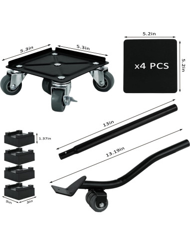 Carro de Muebles H HUGELEAF con 5 Ruedas 360 y Carga 786 kg