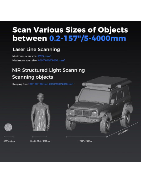 Escáner 3D Creality Raptor Pro 0.02mm 22+7 láser azul