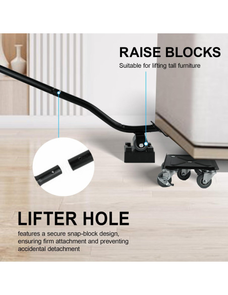 Carro de Muebles H HUGELEAF con 5 Ruedas 360 y Carga 786 kg