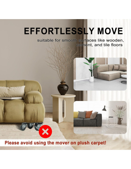 Carro de Muebles H HUGELEAF con 5 Ruedas 360 y Carga 786 kg