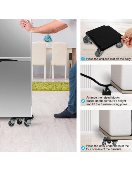 Carro de Muebles H HUGELEAF con 5 Ruedas 360 y Carga 786 kg