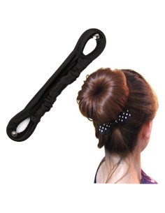 Clip para moño de pelo JIAHAO grande de seda negra 22 cm