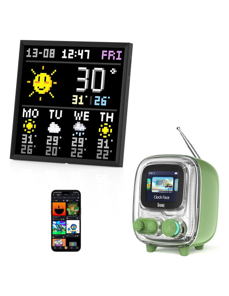 Divoom Pixoo-64 Pantalla LED 10.3" + Tiivoo-2 Altavoz Bluetooth Verde