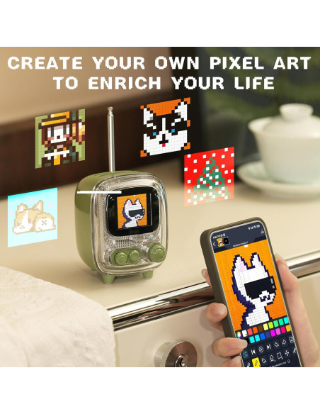 Divoom Pixoo-64 Pantalla LED 10.3" + Tiivoo-2 Altavoz Bluetooth Verde