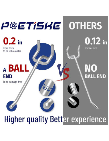 Ganchos de Pegboard Poetiske 8" (20.32 cm) Acero Inoxidable 50PCS