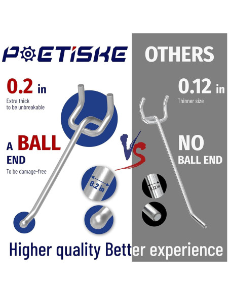 Ganchos de Pegboard Poetiske 8" (20.32 cm) Acero Inoxidable 50PCS