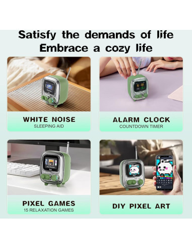 Divoom Pixoo-64 Pantalla LED 10.3" + Tiivoo-2 Altavoz Bluetooth Verde