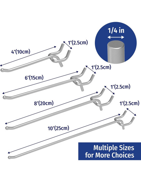 Ganchos de Pegboard Poetiske 8" (20.32 cm) Acero Inoxidable 50PCS