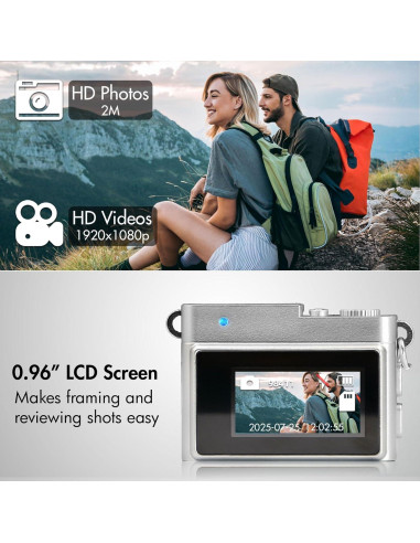 Mini Cámara Retro Sniegauu 1080P con Tarjeta 32GB Marrón