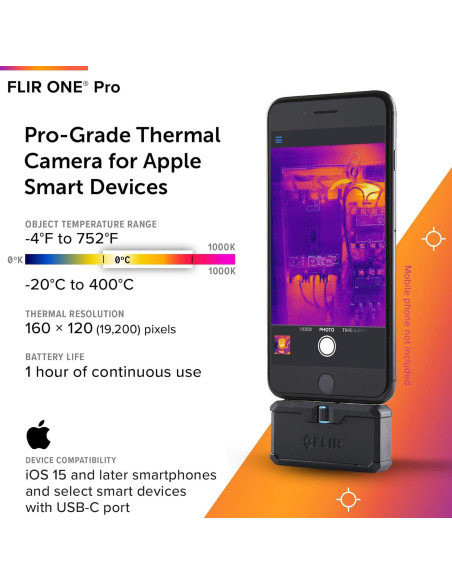 Cámara Térmica FLIR ONE Pro para iPhone 15 USB-C 320x240