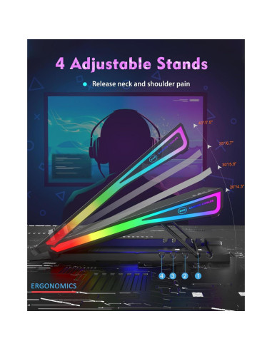 Base de Enfriamiento AICHESON para Laptop 15-17.3" 15 Ventiladores RGB