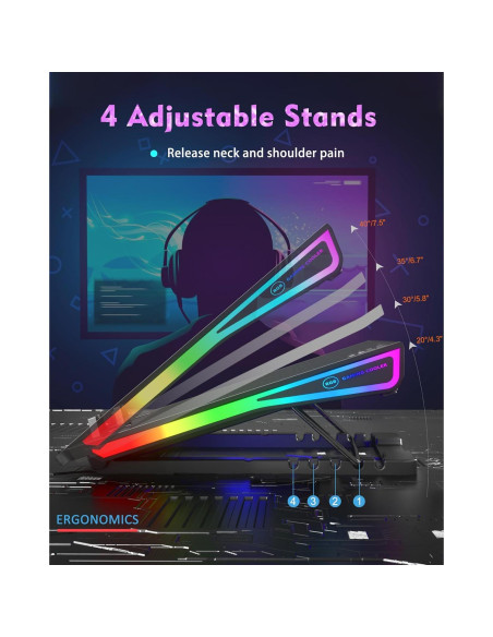 Base de Enfriamiento AICHESON para Laptop 15-17.3" 15 Ventiladores RGB