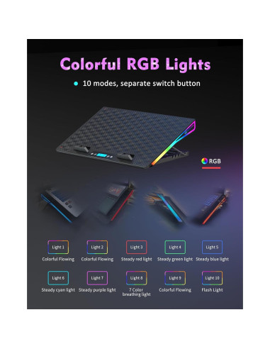Base de Enfriamiento AICHESON para Laptop 15-17.3" 15 Ventiladores RGB