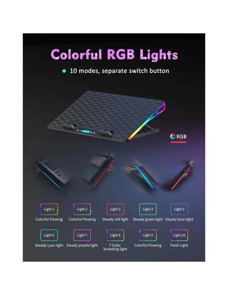 Base de Enfriamiento AICHESON para Laptop 15-17.3" 15 Ventiladores RGB