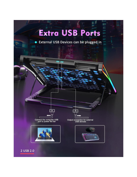 Base de Enfriamiento AICHESON para Laptop 15-17.3" 15 Ventiladores RGB