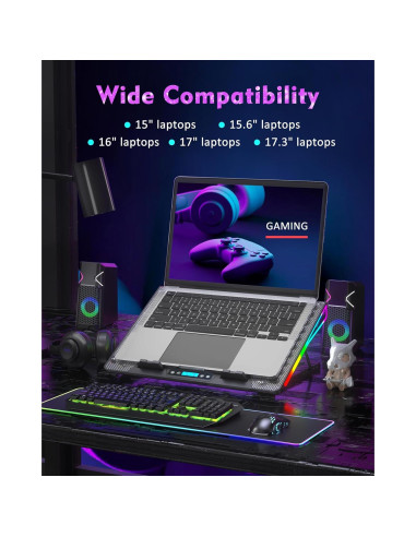 Base de Enfriamiento AICHESON para Laptop 15-17.3" 15 Ventiladores RGB