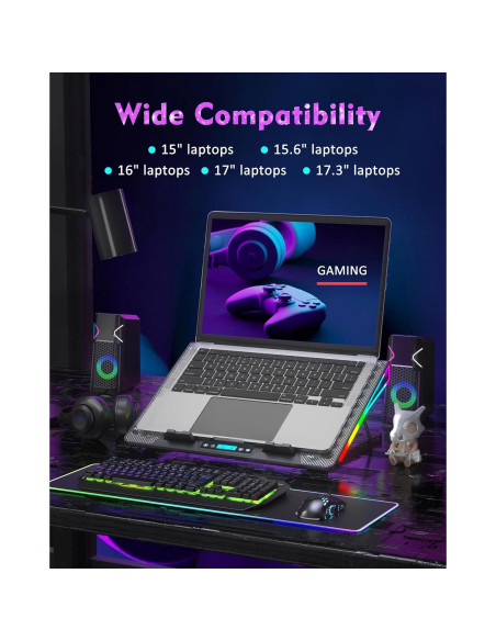 Base de Enfriamiento AICHESON para Laptop 15-17.3" 15 Ventiladores RGB