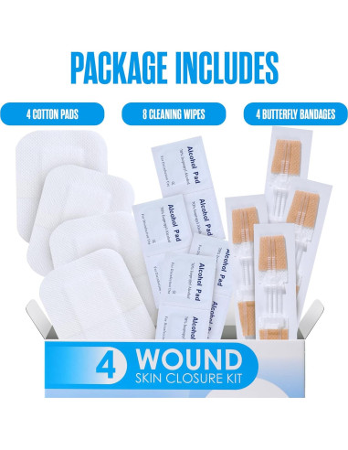 Tiras de Cierre de Heridas Houseables, Kit de 4 Unidades