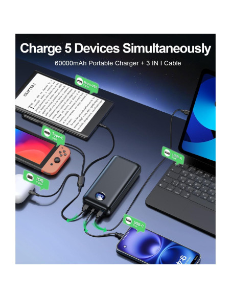 Cargador Portátil IAPOS 60000mAh Carga Rápida 22.5W USB-C
