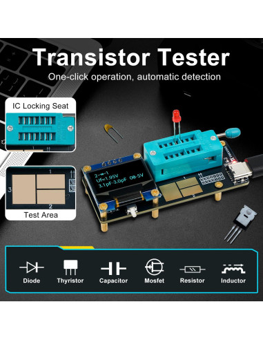 Probador de Transistores y Capacitores Treedix GM328 - Medidor LCR/ESR
