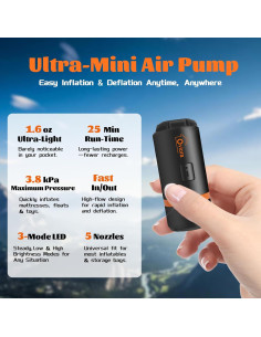 Mini Bomba de Aire Eléctrica Oviora con Luz LED y 5 Boquillas 2