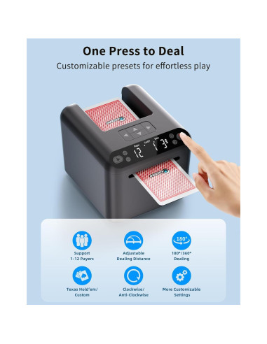 Distribuidor Automático de Cartas ADZERD T1 - Recargable, Silencioso, 1-12 Jugadores