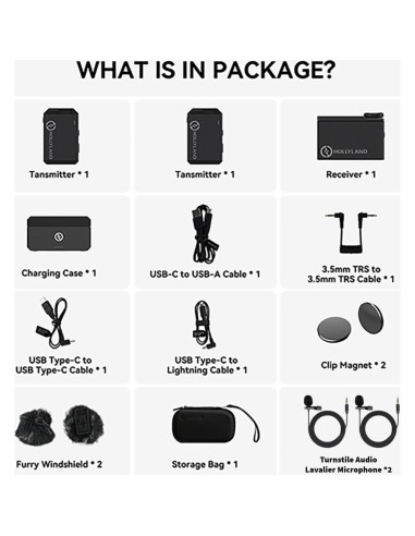Sistema de micrófono lavalier inalámbrico Hollyland Lark Max 2.4GHz
