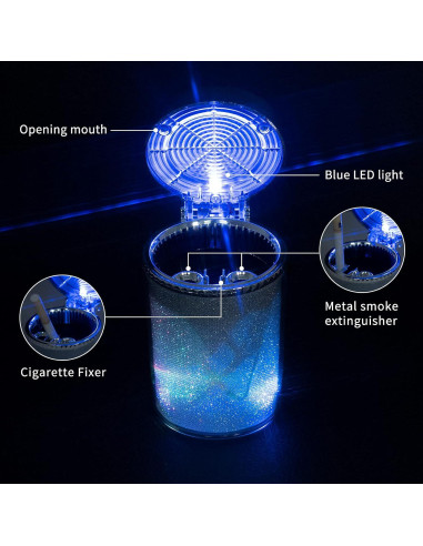 Cenicero de Coche EING Portátil con Luz LED Colorida