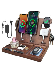 Estación de Carga de Madera Xunhomon 3 en 1 USB C QC 3.0