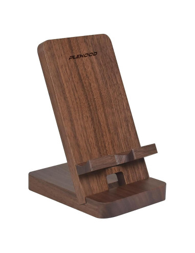 Soporte de Teléfono de Madera de Nuez Plehood - Portátil y Estable