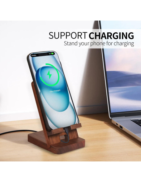 Soporte de Teléfono de Madera de Nuez Plehood - Portátil y Estable Soporte de Teléfono de Madera de Nuez Plehood - Portátil y Estable