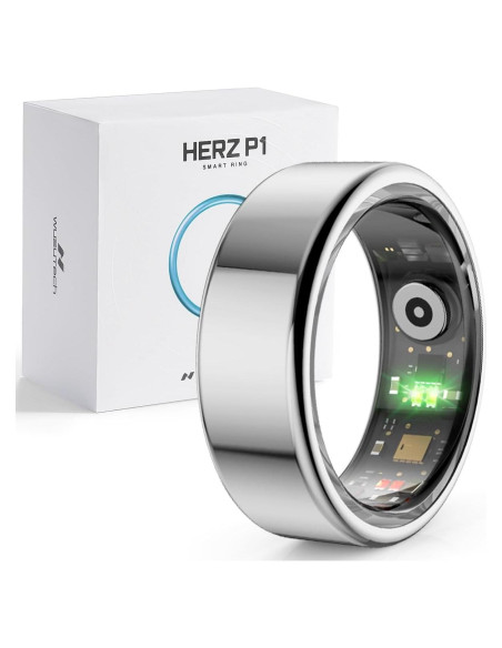 Anillo Inteligente Herz P1 Plata - Rastrear Salud 24/7, 20 Biométricas