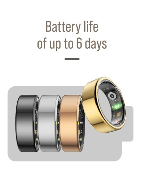 Anillo Inteligente Herz P1 Plata - Rastrear Salud 24/7, 20 Biométricas