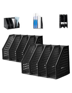 Soporte de Carpeta Vertical Deli TB506 Plegable Negro 4 Compartimentos