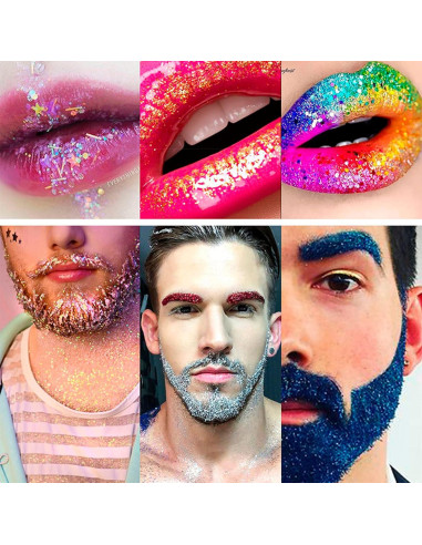 Conjunto de Purpurina Holográfica Chunky RoseFlower, 12 Colores