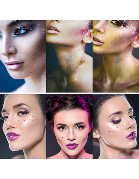 Conjunto de Purpurina Holográfica Chunky RoseFlower, 12 Colores