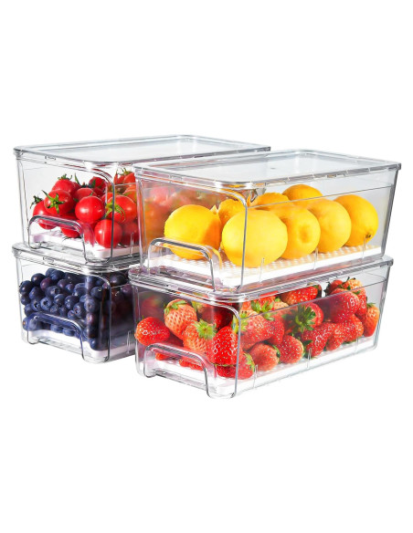 Organizadores de Refrigerador Brippo - Set de 4 Cajones Apilables