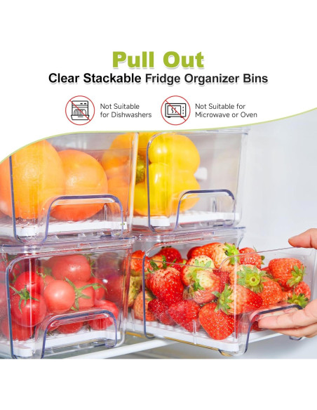 Organizadores de Refrigerador Brippo - Set de 4 Cajones Apilables