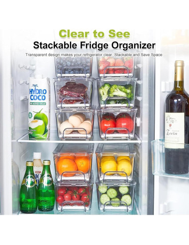 Organizadores de Refrigerador Brippo - Set de 4 Cajones Apilables